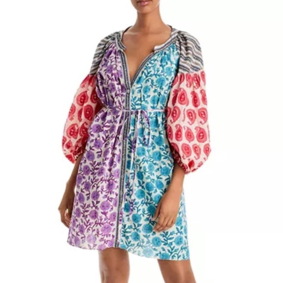Charina Sarte Dresses & Skirts - NEW Charina Sarte Floral Dress Women's XS Blue/Purple/Pink Balloon Sleeve Boho